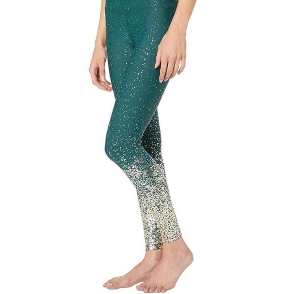Beyond Yoga High Waisted Alloy Ombre Midi Leggings Hunter Green Size S